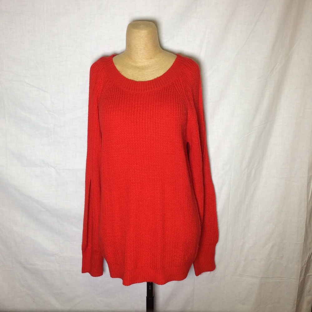 Vine & Love Red Sweater w/ Cutouts in Sleeves